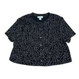 RONNI NICHOLE II CARDIGAN BLOUSE BUTTON UP BLACK TAN VINTAGE SIZE 22W FLORAL NWT